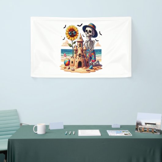 Cooles Skelett am Strand Banner (Messeveranstaltung)