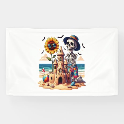 Cooles Skelett am Strand Banner (Horizontal)