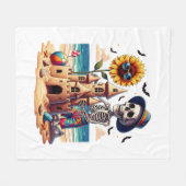 Cooles Skelett am Strand Fleecedecke (Vorderseite (Horizontal))