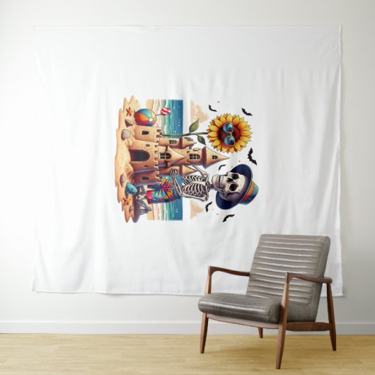 Cooles Skelett am Strand Wandteppich (Beispiel (Horizontal))