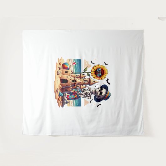 Cooles Skelett am Strand Wandteppich (Vorderseite (Horizontal))