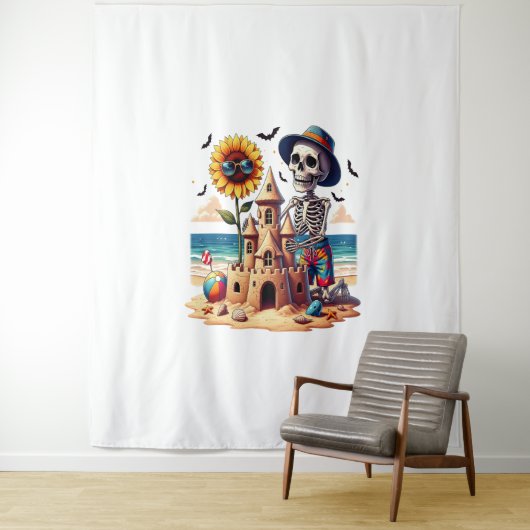 Cooles Skelett am Strand Wandteppich (Beispiel)