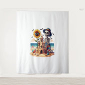 Cooles Skelett am Strand Wandteppich (Vorderseite)