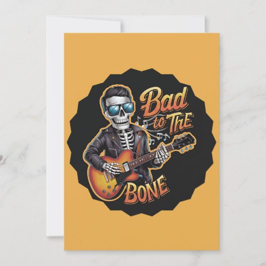 Cooles Skelett Bad to Bone mit Gitarre Einladung (Vorderseite)
