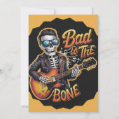 Cooles Skelett Bad to Bone mit Gitarre Einladung (Rückseite)