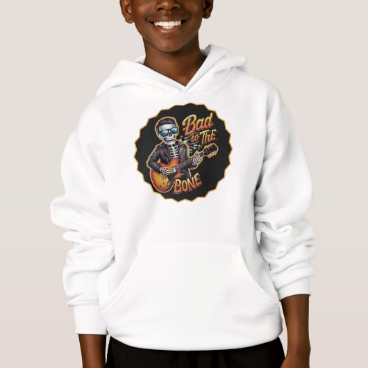 Cooles Skelett Bad to Bone mit Gitarre Hoodie (Vorderseite)