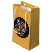 Cooles Skelett Bad to Bone mit Gitarre Kleine Geschenktüte (Rückseite Schrägansicht)