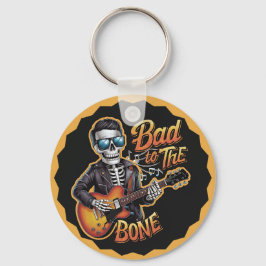 Cooles Skelett Bad to Bone mit Gitarre Schlüsselanhänger
