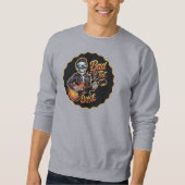 Cooles Skelett Bad to Bone mit Gitarre Sweatshirt (Vorderseite)