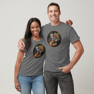 Cooles Skelett Bad to Bone mit Gitarre T-Shirt