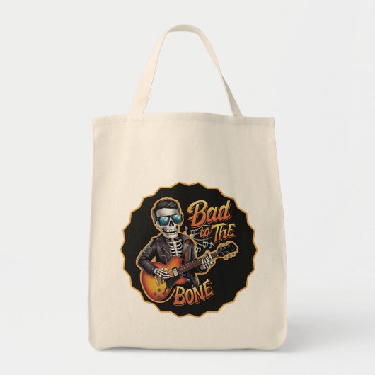 Cooles Skelett Bad to Bone mit Gitarre Tragetasche (Vorne)