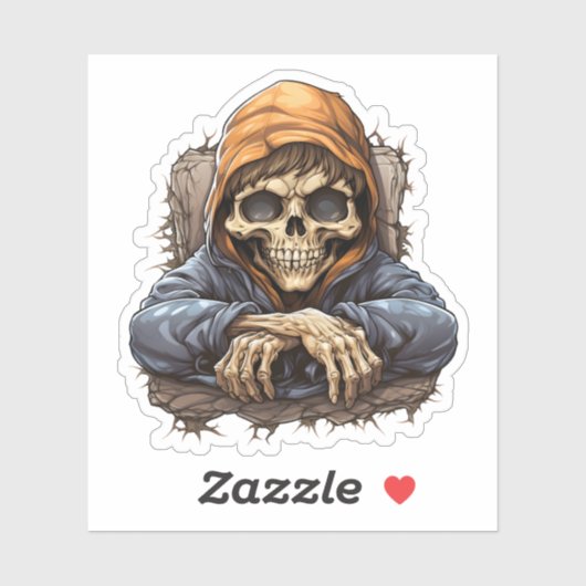 Cooles Skelett im Wald Aufkleber (Blatt)