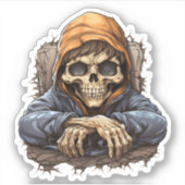Cooles Skelett im Wald Aufkleber (Vorderseite)