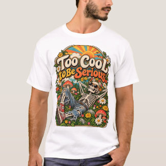 Cooles Skelett in einem blühenden Garten T-Shirt