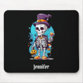 Cooles Skelett in einem Top Hat Halloween Mousepad (Vorne)