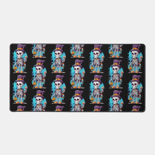 Cooles Skelett in einem Top Hat Halloween-Muster Schreibtischunterlage (Vorderseite)