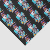 Cooles Skelett in einem Top Hat Halloween-Muster Seidenpapier (Ausschnitt)