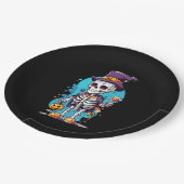 Cooles Skelett in einem Top Hat Halloween Pappteller (Schrägansicht)