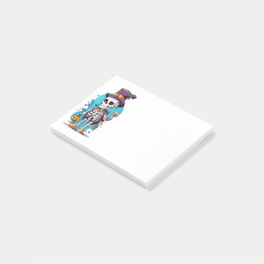 Cooles Skelett in einem Top Hat Halloween Post-it Klebezettel (angewinkelt)