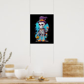Cooles Skelett in einem Top Hat Halloween Poster (Küche)