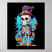 Cooles Skelett in einem Top Hat Halloween Poster (Vorne)