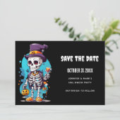 Cooles Skelett in einem Top Hat Halloween Save The Date (Stehend Vorderseite)