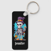 Cooles Skelett in einem Top Hat Halloween Schlüsselanhänger (Rückseite)