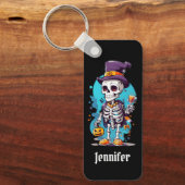 Cooles Skelett in einem Top Hat Halloween Schlüsselanhänger (Vorderseite)