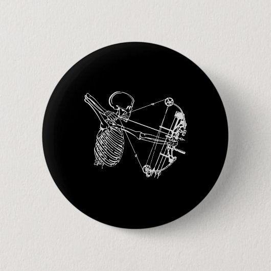 Cooles Skelett mit Bogenschießen Button (Vorderseite)