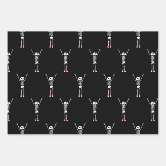 Cooles Skelettdesign Halloween Geschenkpapier Set (Vorderseite 3)
