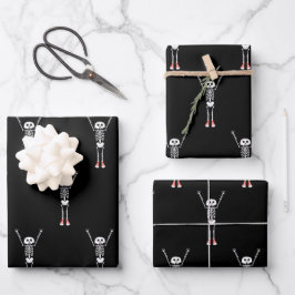 Cooles Skelettdesign Halloween Geschenkpapier Set