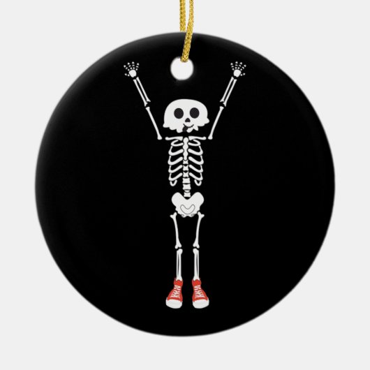 Cooles Skelettdesign Halloween Keramik Ornament (Vorne)