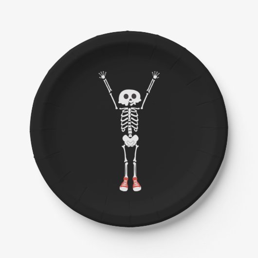 Cooles Skelettdesign Halloween Pappteller (Vorderseite)