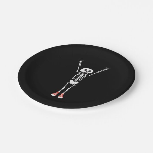 Cooles Skelettdesign Halloween Pappteller (Schrägansicht)