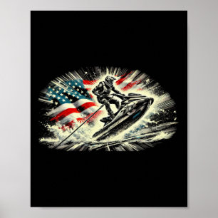 Cooles Ski für Damen Skier US amerikanisches Flag  Poster
