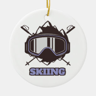 Cooles Skihelm Keramik Ornament