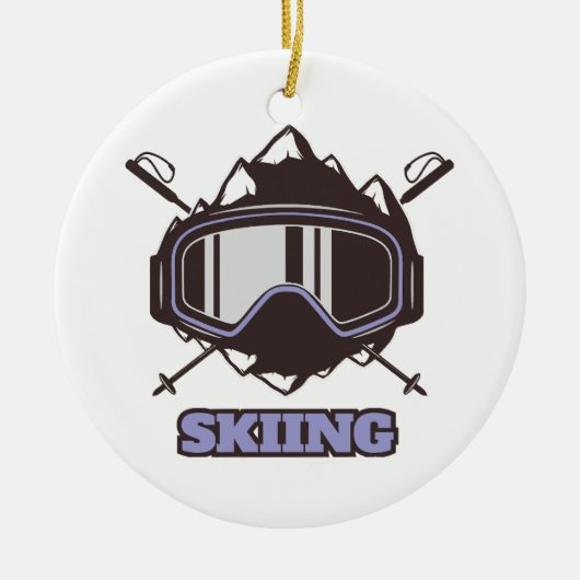 Cooles Skihelm Keramik Ornament (Vorne)