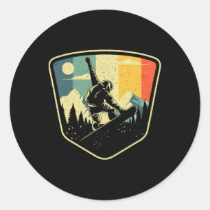 Cooles Snowboarddesign für Männer Frauen Vintager Runder Aufkleber