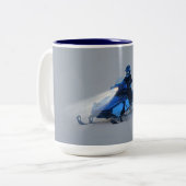 Cooles Snowmobiler am Eissee Wintersportthema 2 Zweifarbige Tasse (Vorderseite Links)