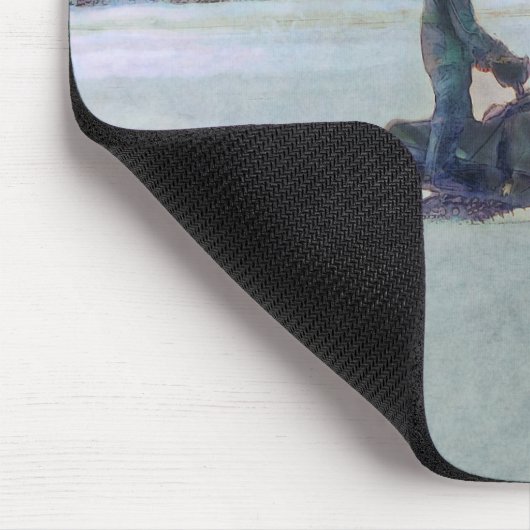 Cooles Snowmobiler am Eissee Wintersportthema Mousepad (Ecke)