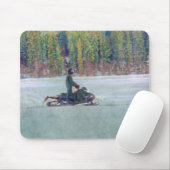 Cooles Snowmobiler am Eissee Wintersportthema Mousepad (Mit Mouse)