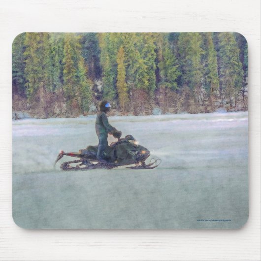 Cooles Snowmobiler am Eissee Wintersportthema Mousepad (Vorne)
