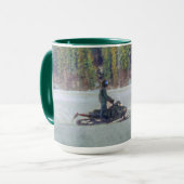 Cooles Snowmobiler am Eissee Wintersportthema Tasse (Vorderseite Links)