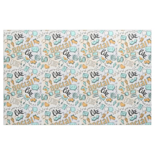 Cooles Social Media-Muster Stoff (Fat Quarter (45,7 x 55,9 cm))