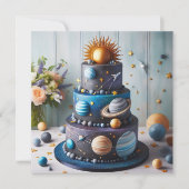 COOLES SOLAR SYSTEM THEMA KINDERGEBURTSTAG CAKE KARTE (Vorderseite)