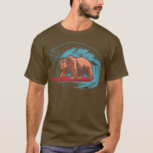 Cooles Sommerdesign mit Grizzlybär-Surfin T-Shirt