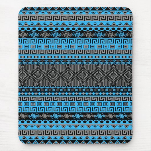 Cooles sommerliches trendblaues Azteenmuster Mousepad (Vorne)