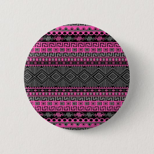 Cooles Sommerlichtrosa Aztekenmuster Button (Vorderseite)