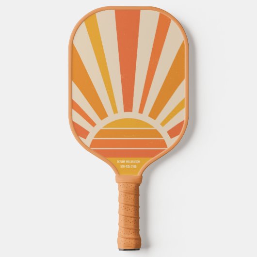 Cooles Sonnenaufgang Retro löst benutzerdefinierte Pickleball Schläger (Vorderseite)