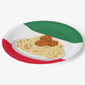 cooles Spaghetti-Fleischbällchen Party Pappteller (Schrägansicht)